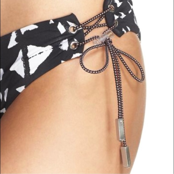 Dolce Vita Black Punk Zulu Grommet Loop Side Tie Accent Bikini Swim Bottom New! - Picture 2 of 6